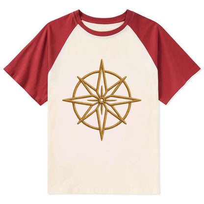 Compass Rose  - Contrast Raglan T-shirt - Red