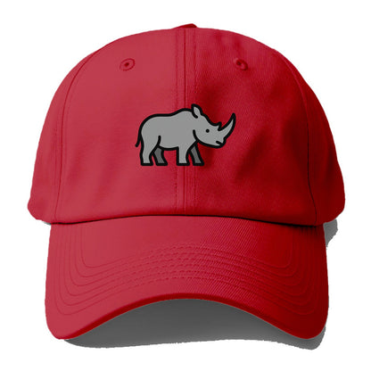 Rhinoceros - Gray with horn flat side profile - Baseball Cap - Red