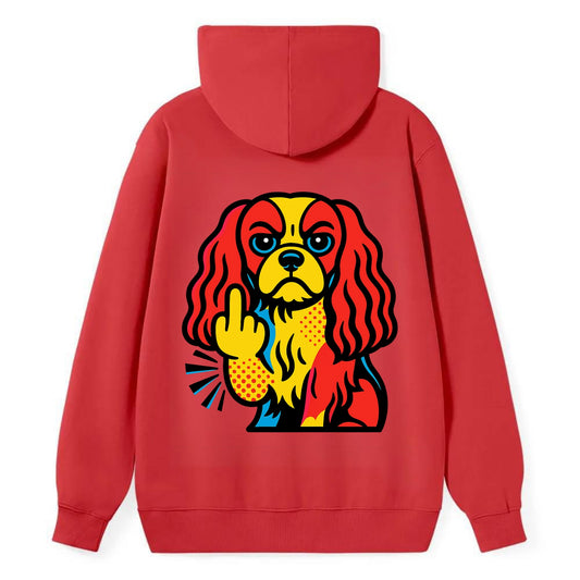 Cavalier King Charles Spaniel with long ears, regal paw giving finger - Classic Pullover Hoodie - Red