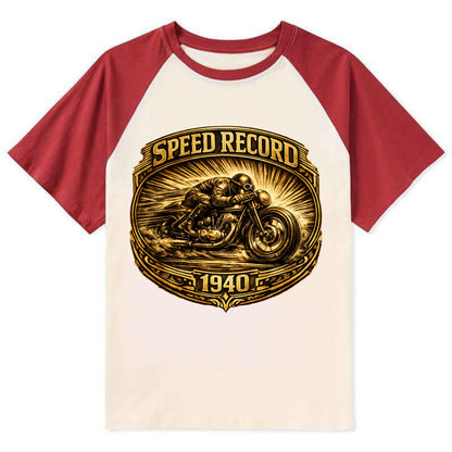 Speed Record Racer - Contrast Raglan T-shirt - Red