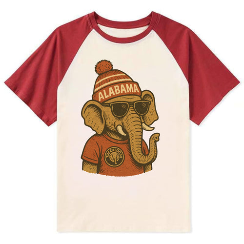 Tuscaloosa Crimson Elephant wearing Alab - Contrast Raglan T-shirt