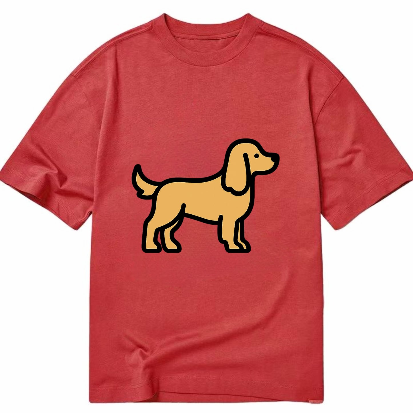 Cocker Spaniel - Golden colored flat side profile - Classic T-shirt - Red