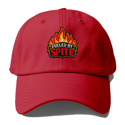 FUELED BY SPITE - fire with text in black and red , petty motivation - Baseball Cap - Red