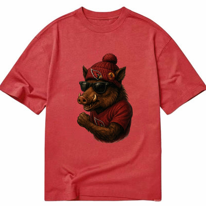 Arizona Javelina wearing Cardinals beanie with desert patch and wayfarer - Classic T-shirt - Red