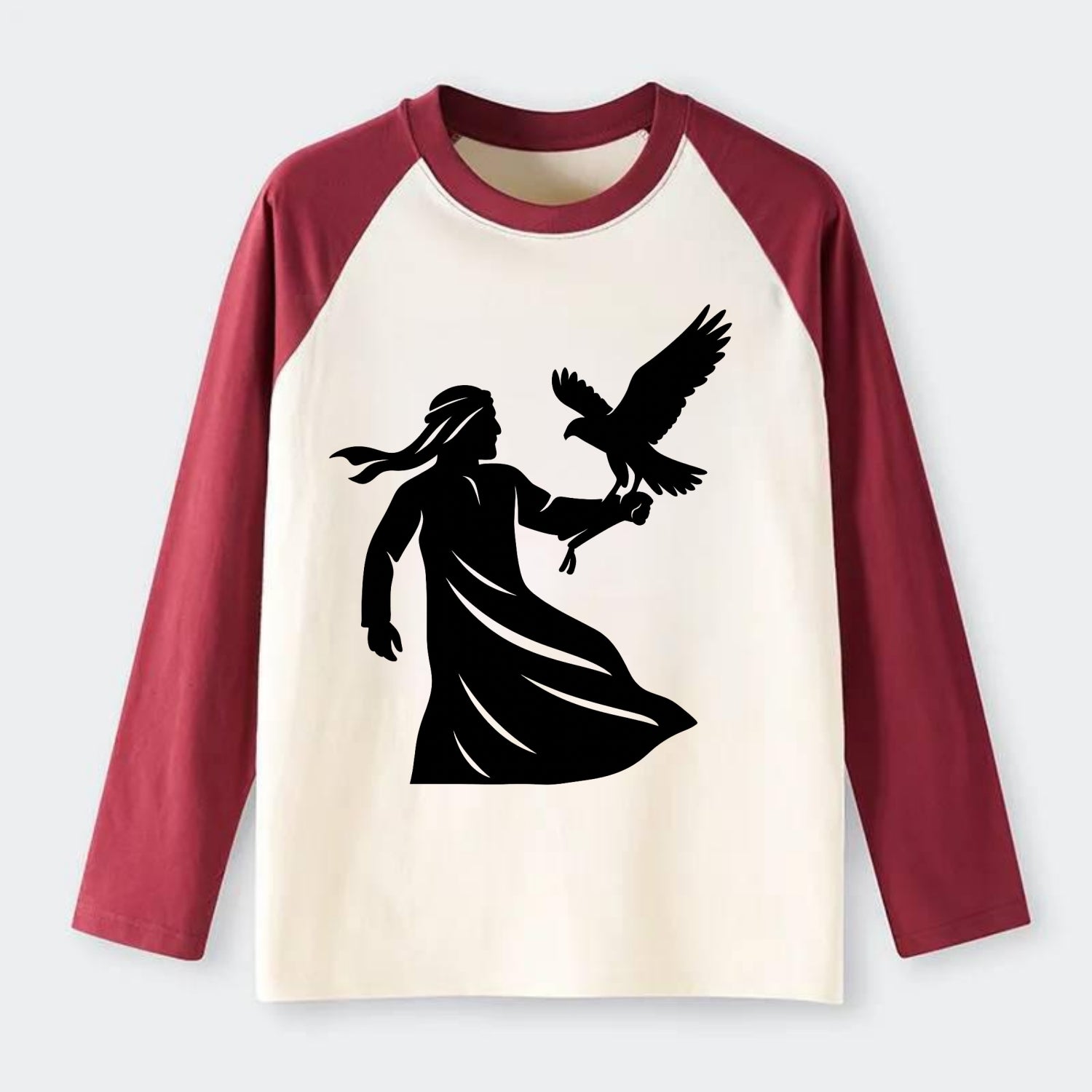 Arabian falconer with bird - Raglan Long Sleeve T-Shirt - Red