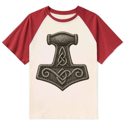 Mjolnir  - Contrast Raglan T-shirt - Red