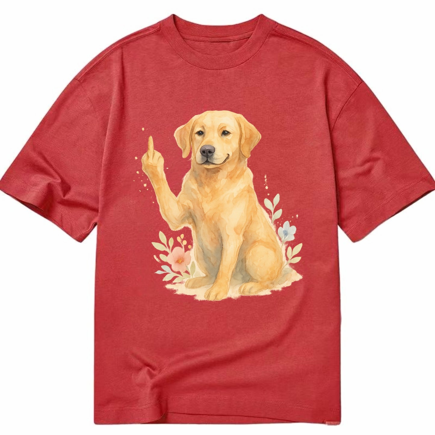 Labrador Retriever yellow sitting pretty, friendly face, strong paw up with sass - Classic T-shirt - Red