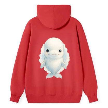 Baby Beluga Whale - pure white, rounded forehead, small eyes with big - Classic Pullover Hoodie - Red