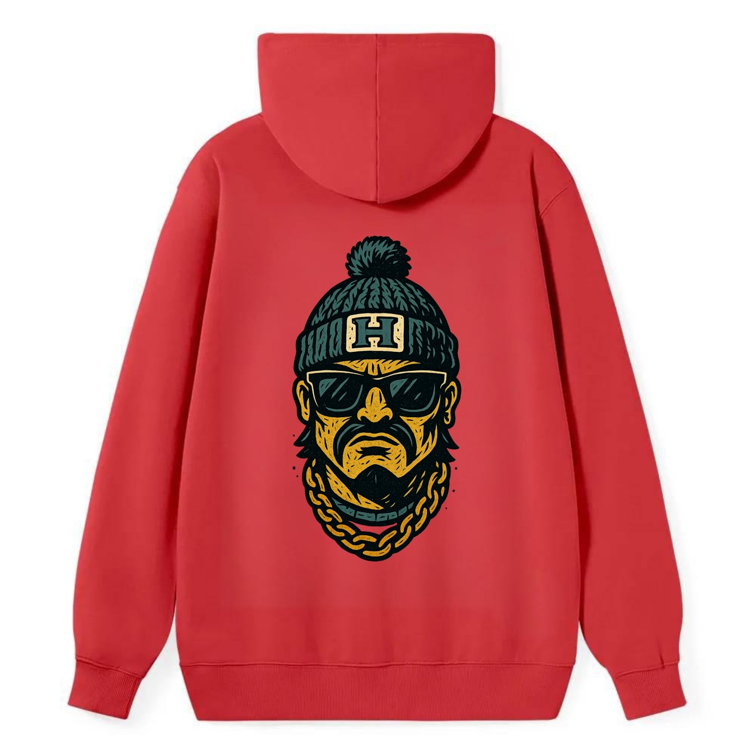 Honolulu Warrior wearing Hawaii beanie with H patch - Classic Pullover Hoodie - Red