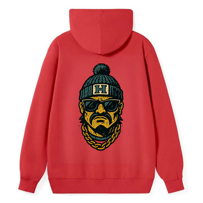 Honolulu Warrior wearing Hawaii beanie with H patch - Classic Pullover Hoodie - Red