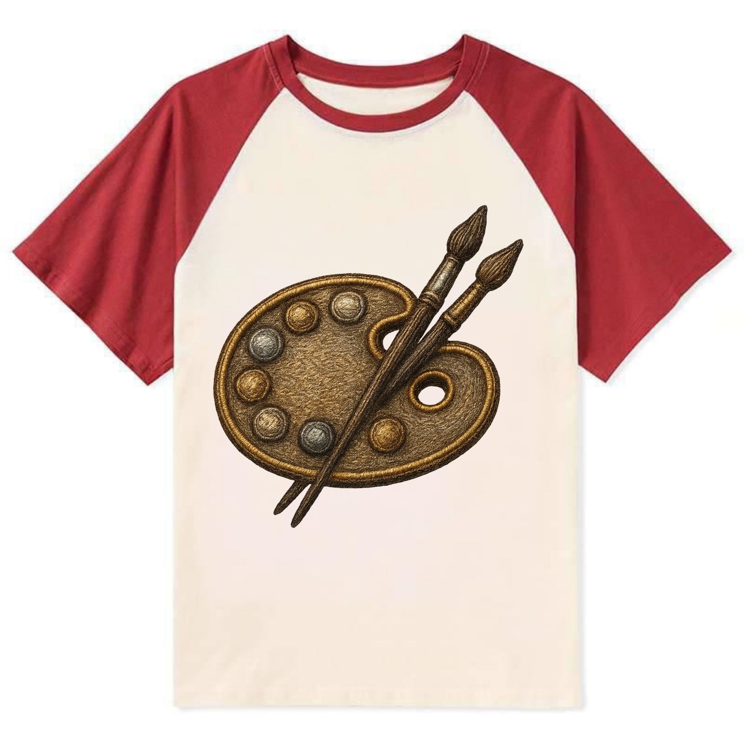 Artist palette with brushes - painter emblem - Contrast Raglan T-shirt - Red