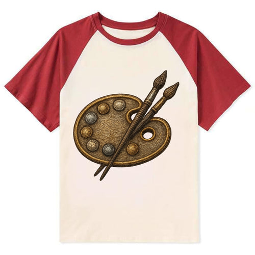 Artist palette with brushes - painter emblem - Contrast Raglan T-shirt