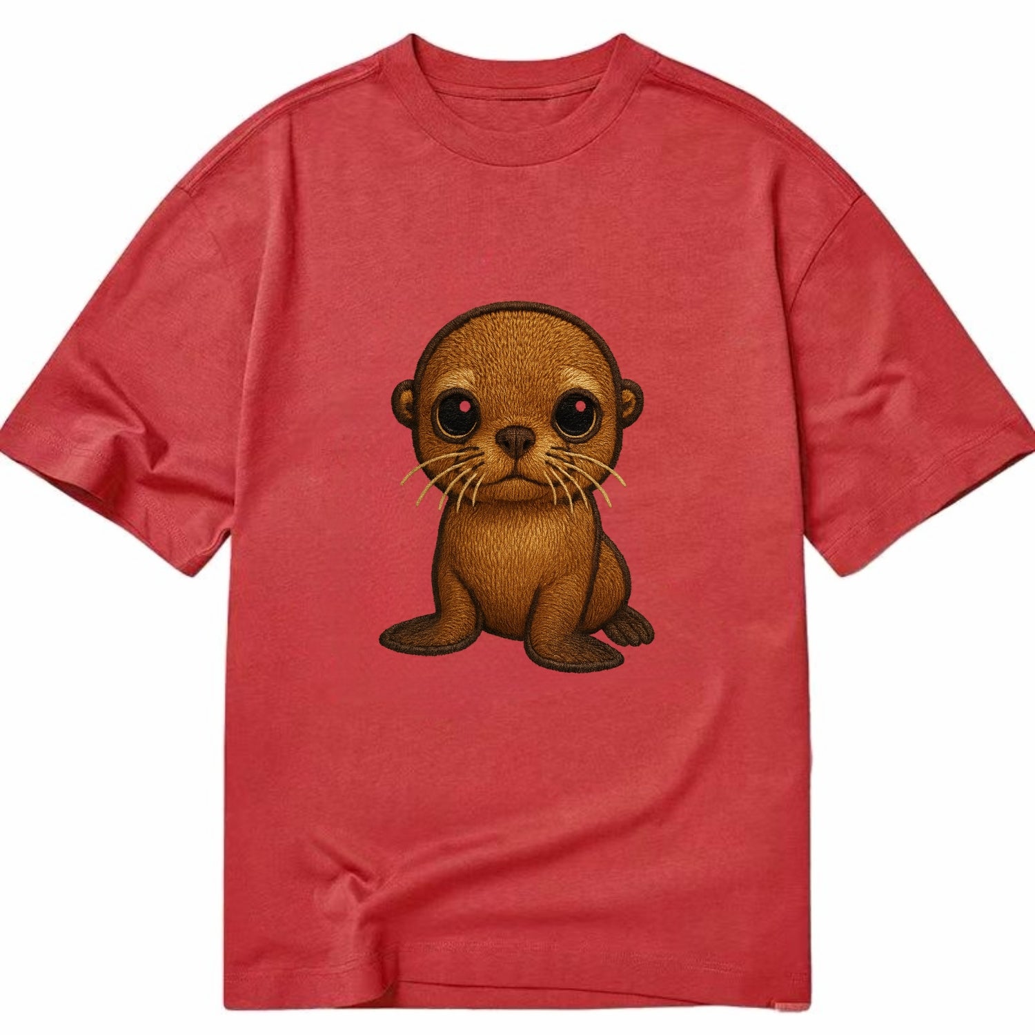 Baby California Sea Lion - golden brown, large expressive eyes, whiskers, - Classic T-shirt - Red