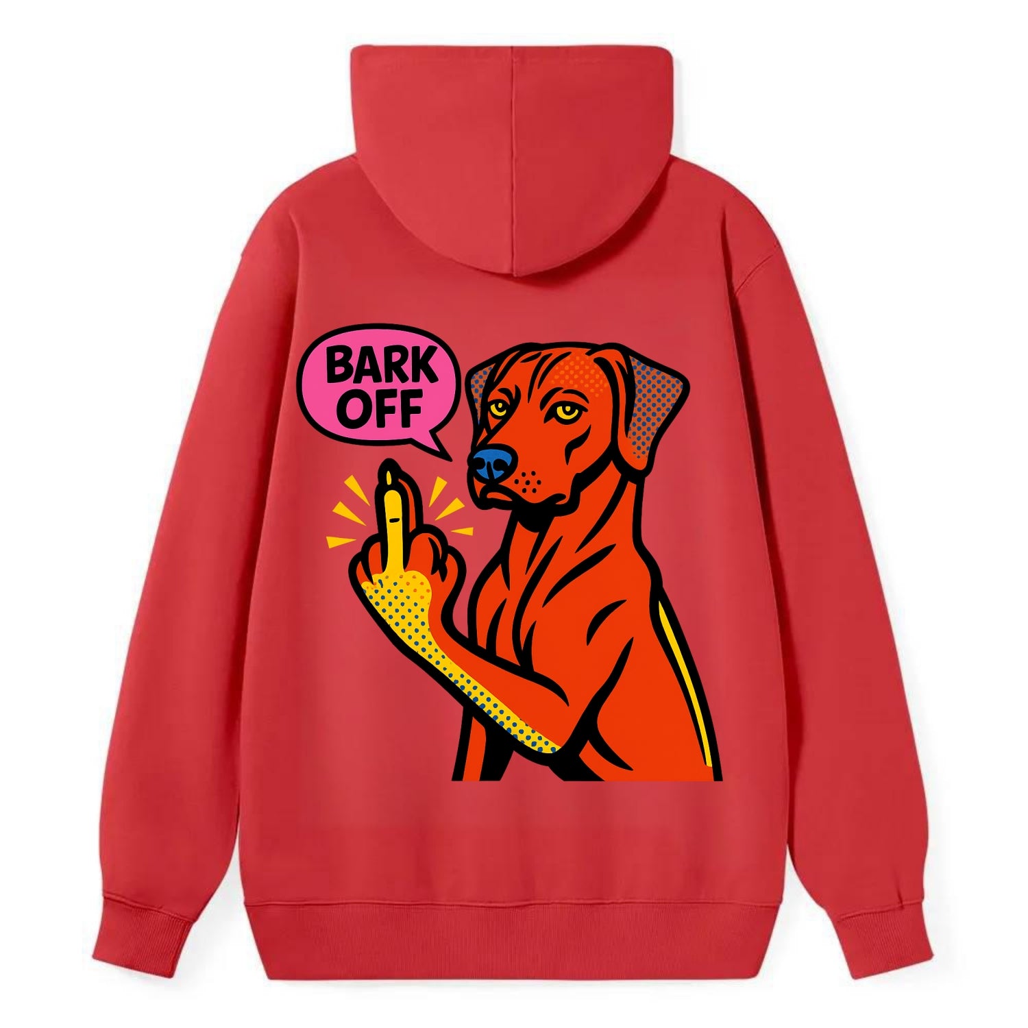 Rhodesian Ridgeback with distinctive ridge on back, athletic muscular paw - Classic Pullover Hoodie - Red