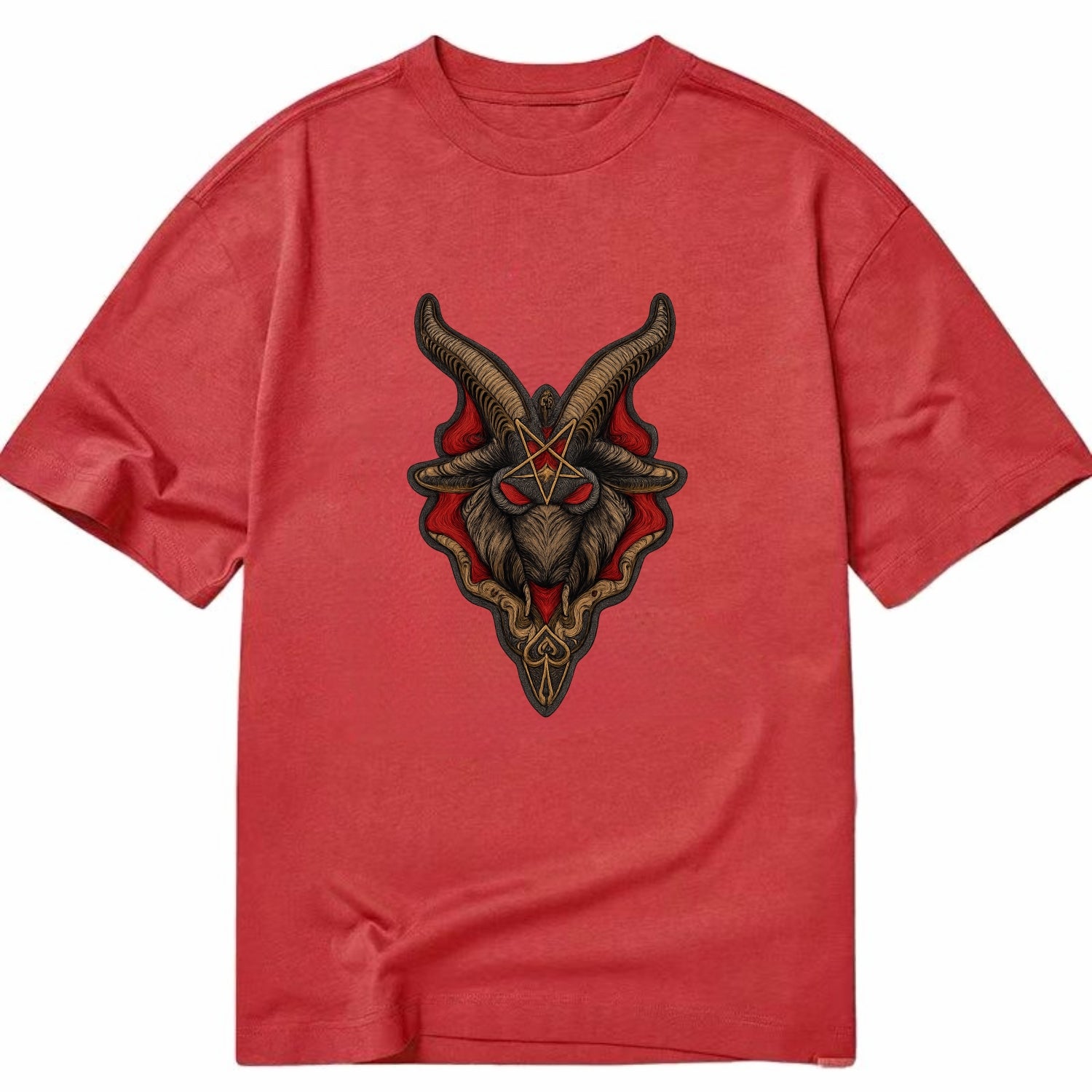 BAPHOMET HEAD - goat head symbol in black and red , occult - Classic T-shirt - Red