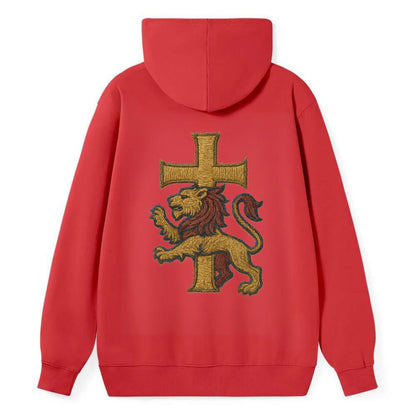 Lion and Cross  - Classic Pullover Hoodie - Red