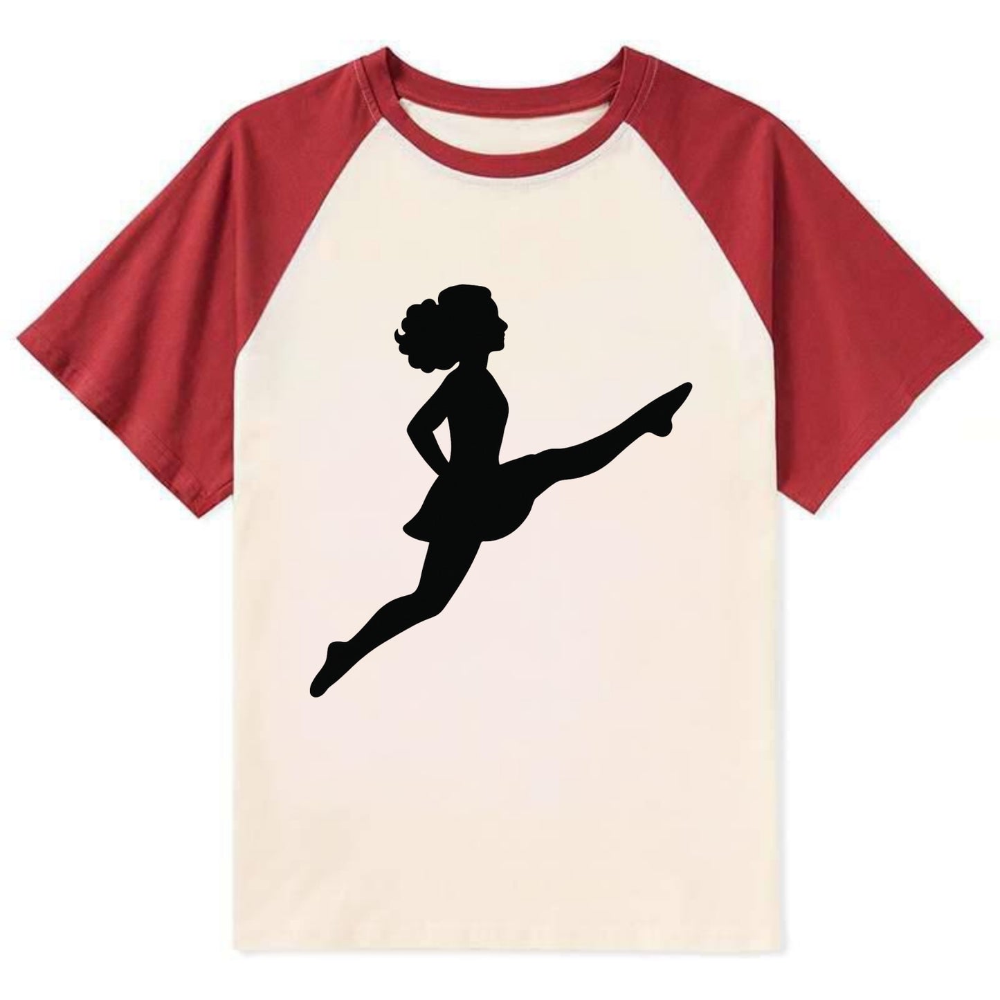Irish step dancer Riverdance leap - Contrast Raglan T-shirt - Red