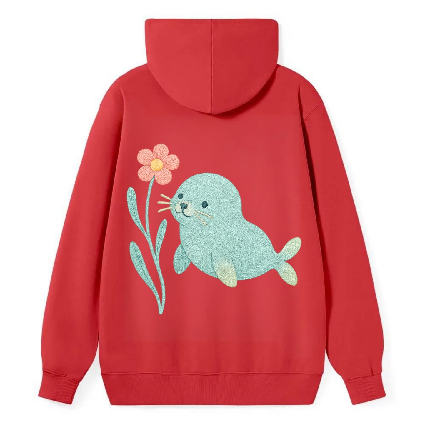 Mint Seal Pup - Classic Pullover Hoodie - Red