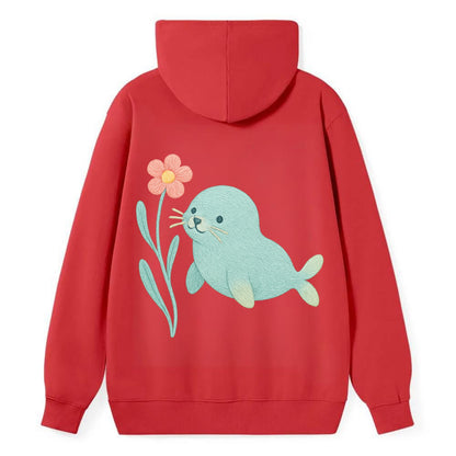 Mint Seal Pup - Classic Pullover Hoodie - Red