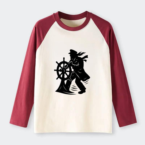 Sailor with ship wheel - Raglan Long Sleeve T-Shirt