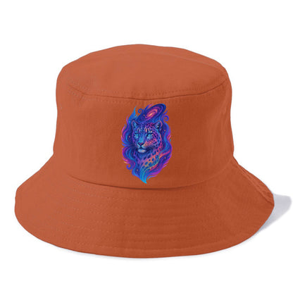Majestic snow leopard with rainbow gradient spots, crystalline flowing patterns, - Bucket Hat - Red