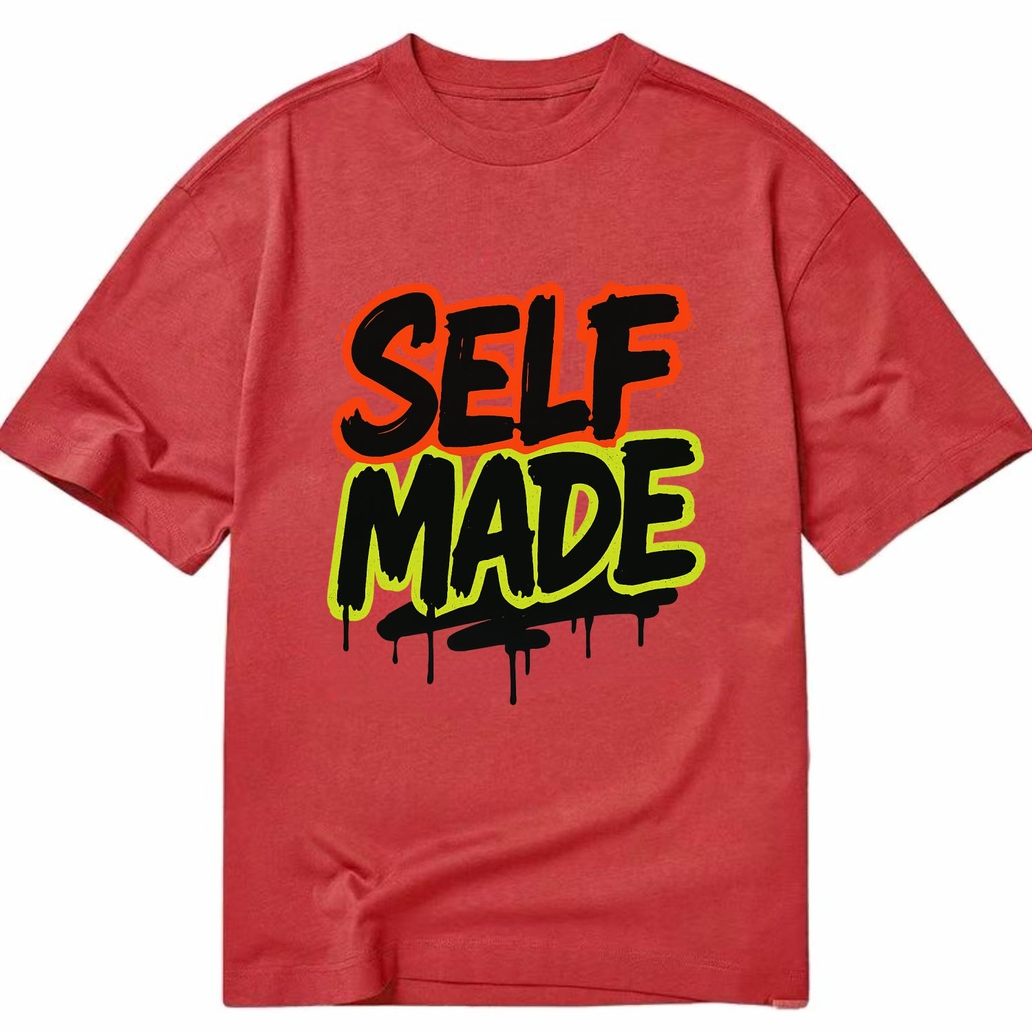 Bold typography design - "SELF MADE" - built from nothing, earned success - Classic T-shirt - Red