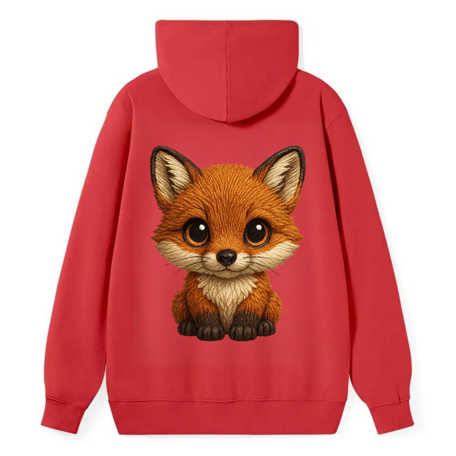 Baby Red Fox - russet fur, white chest, big amber eyes, perky ears, - Classic Pullover Hoodie - Red