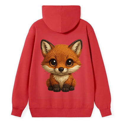 Baby Red Fox - russet fur, white chest, big amber eyes, perky ears, - Classic Pullover Hoodie - Red