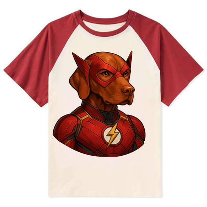 Vizsla Speed Hero  - Contrast Raglan T-shirt - Red