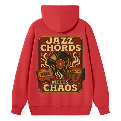 Jazz chords with hyperpop energy - "Jazz Meets Chaos" - unexpected fusion - Classic Pullover Hoodie - Red
