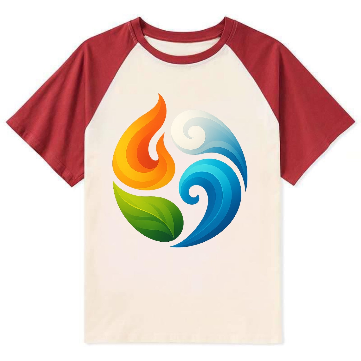 Four Elements Dance - Fire orange, water - Contrast Raglan T-shirt - Red