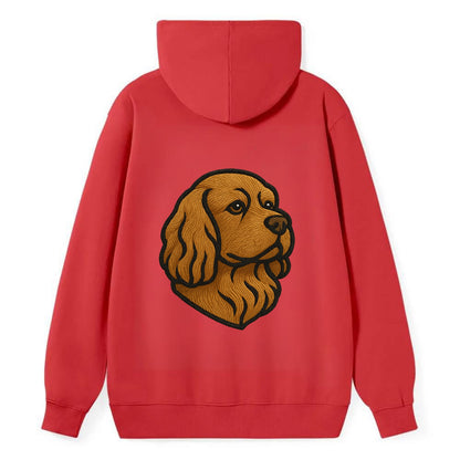 Sussex Spaniel - Golden liver embroidered low-set design - Classic Pullover Hoodie - Red