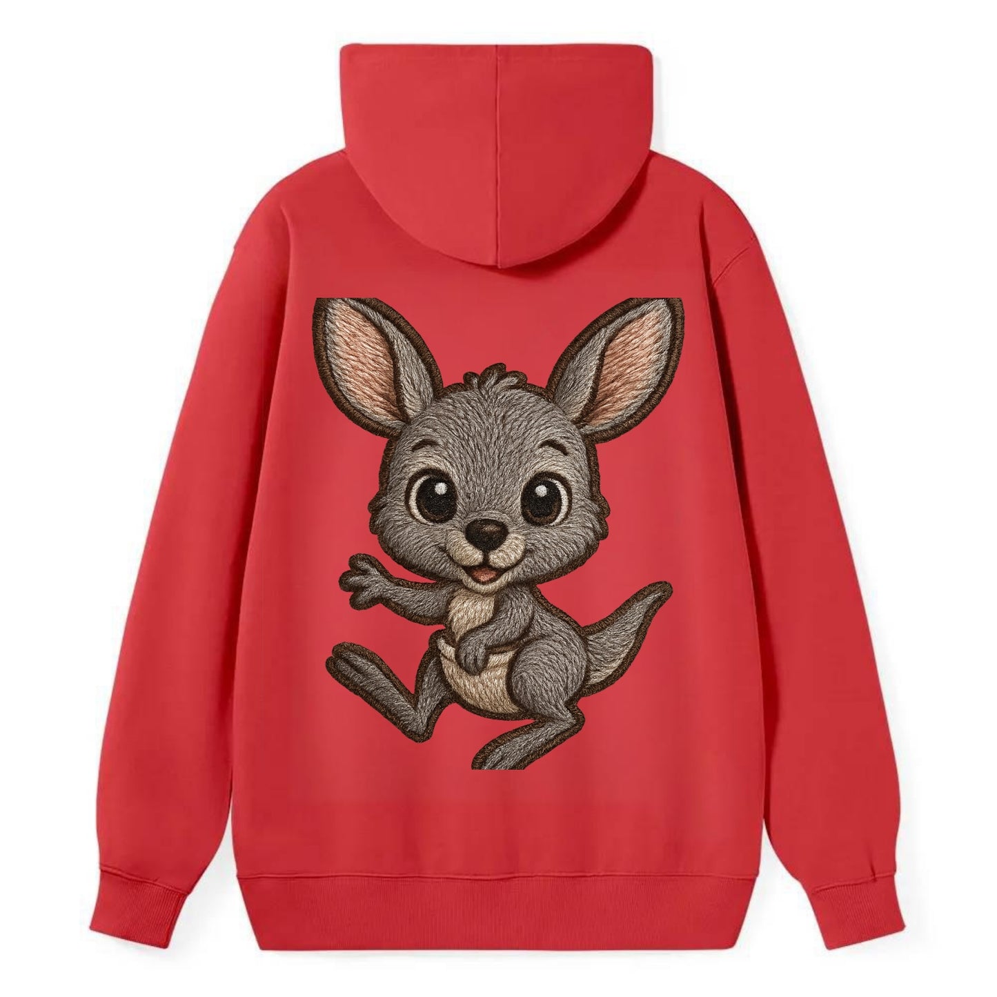 Baby Kangaroo Joey - gray fur, large ears, in pouch peek, bright eyes, - Classic Pullover Hoodie - Red