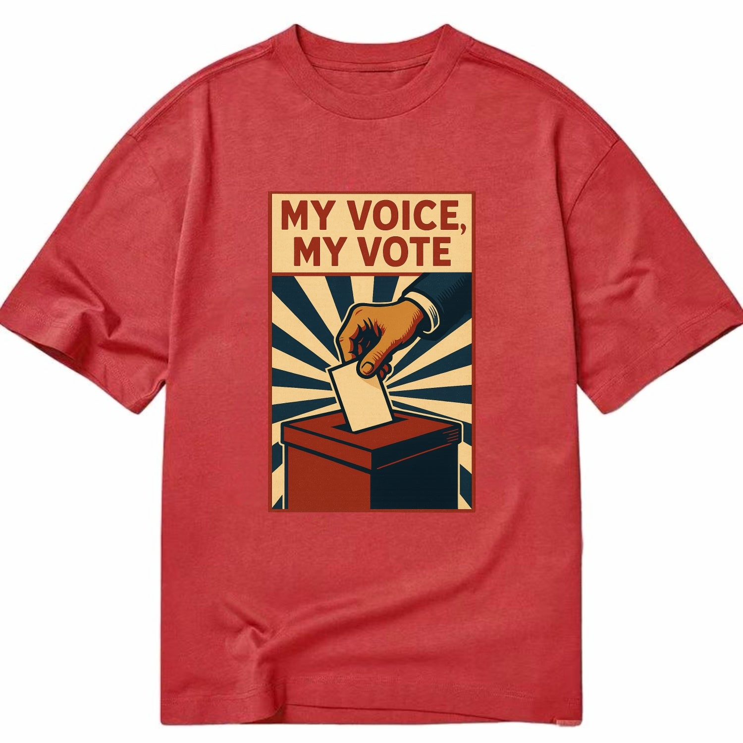 Hand dropping ballot into box with determination - "My Voice, My Vote" - - Classic T-shirt - Red