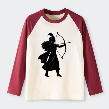 Warrior princess with bow and arrow - Raglan Long Sleeve T-Shirt - Red