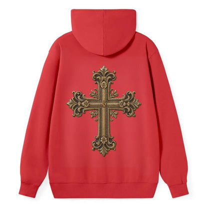 Victorian Cross  - Classic Pullover Hoodie - Red