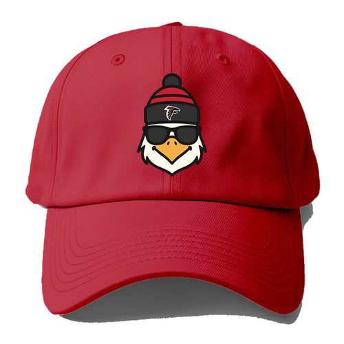 Atlanta Falcon wearing Falcons red and black beanie with pom pom and wayfarer - Baseball Cap