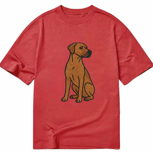 Rhodesian Ridgeback - Red wheaten embroidered pose - Classic T-shirt - Red