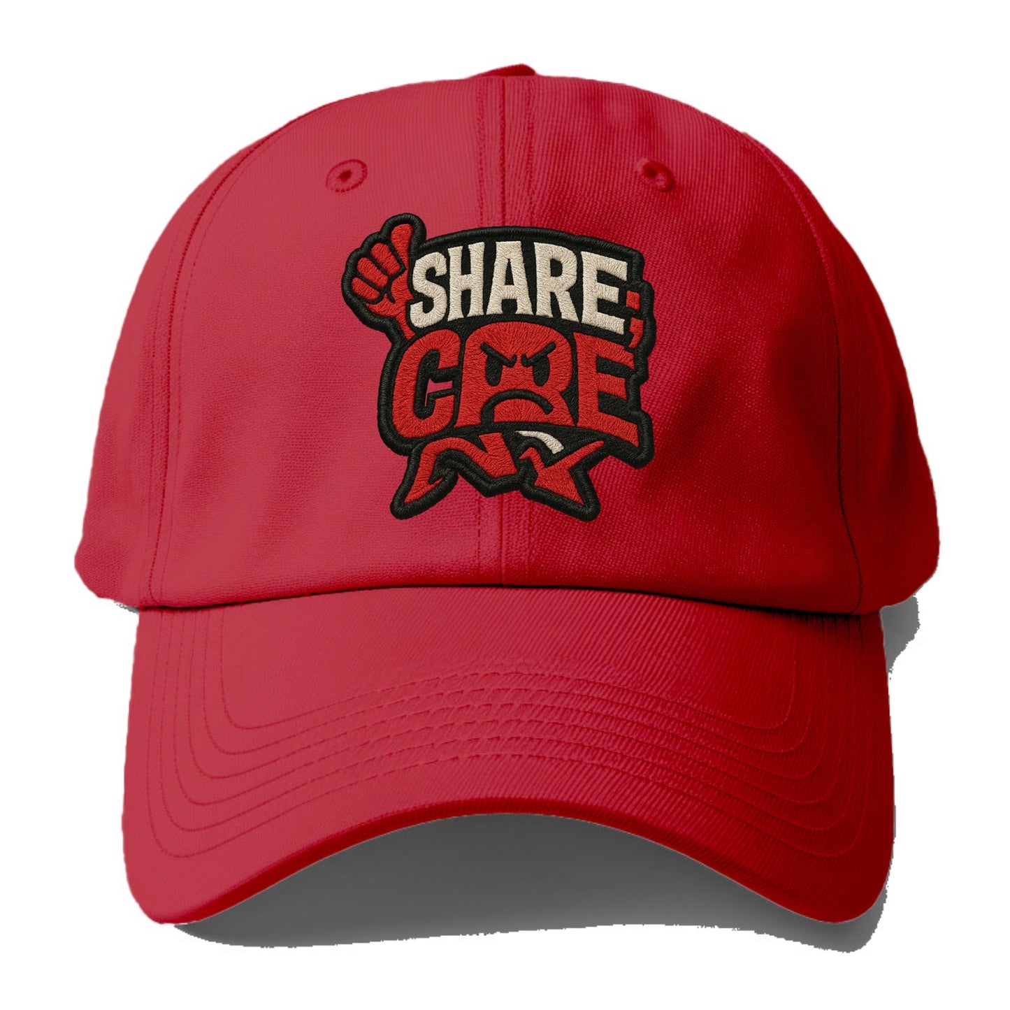 SHARE;CARE TOO MUCH Oversharer Green Hat - Baseball Cap - Red