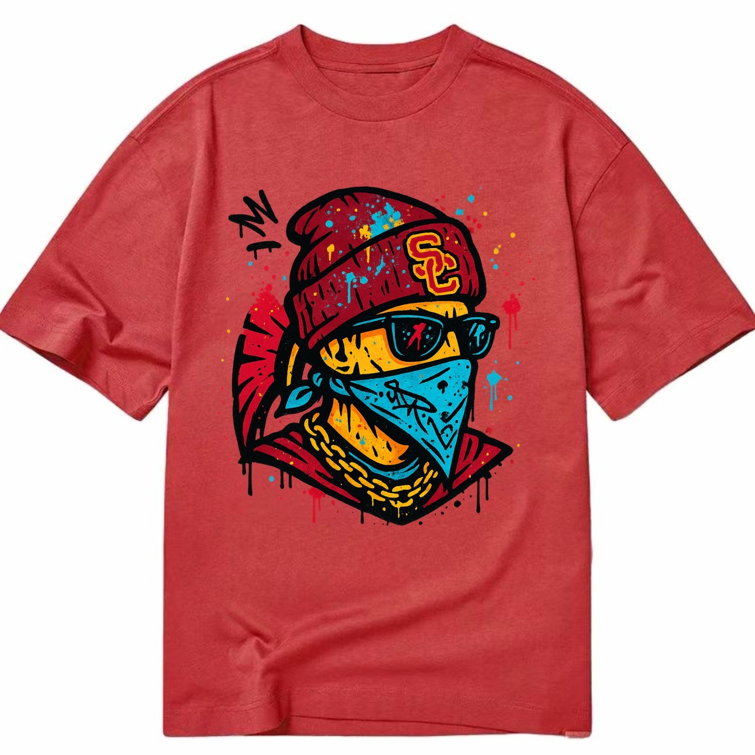 Los Angeles Trojan wearing USC beanie with SC patch - Classic T-shirt - Red