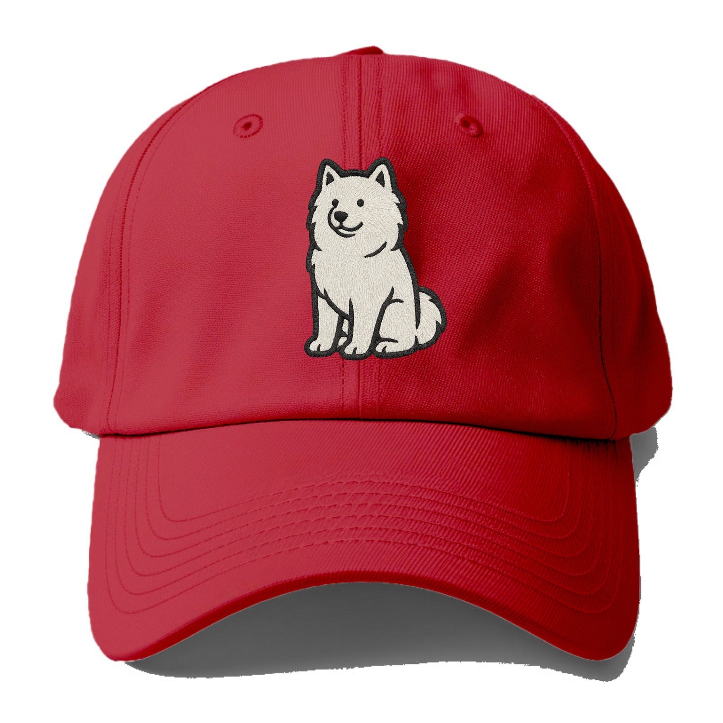 Samoyed - White fluffy embroidered desig Baseball Cap - Red