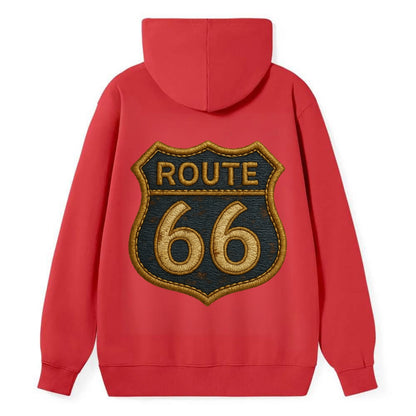 Route 66  - Classic Pullover Hoodie - Red
