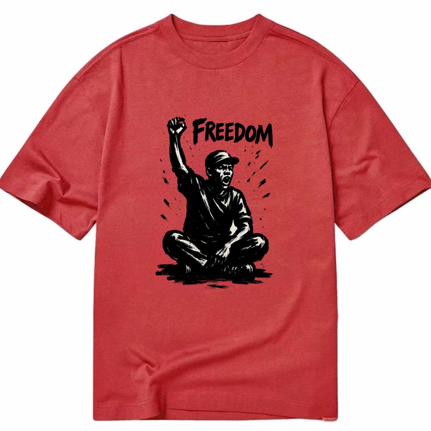 Sit-in protest figure - civil disobedience ink art - Classic T-shirt - Red