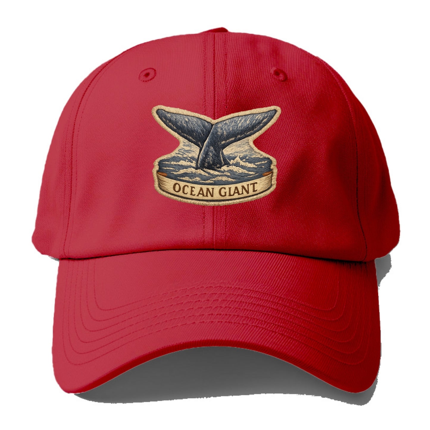 WHALE TAIL - diving whale in blue and gray , ocean giant - Baseball Cap - Red