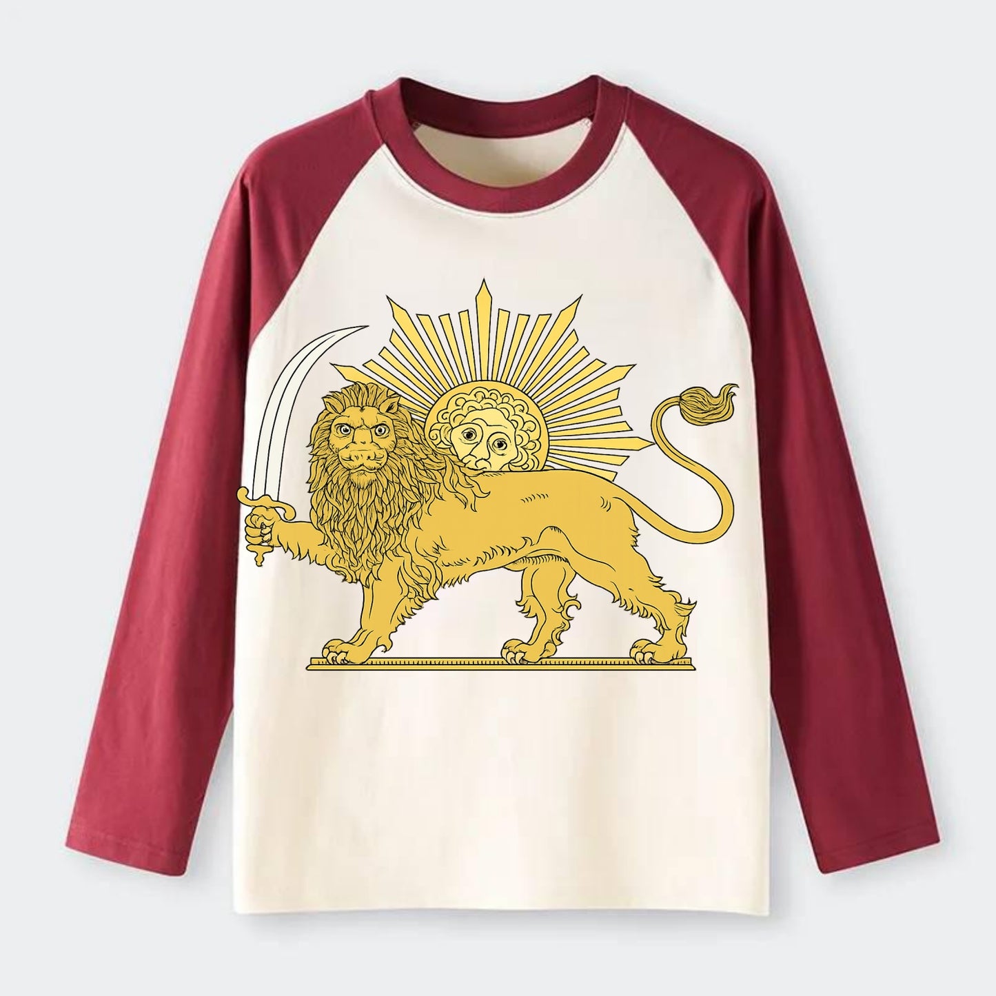 Shir O Khorshid - Raglan Long Sleeve T-Shirt - Red