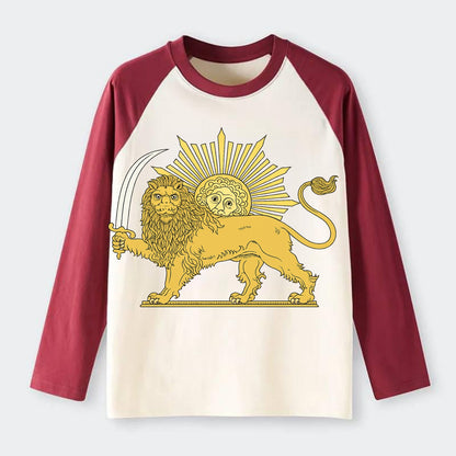 Shir O Khorshid - Raglan Long Sleeve T-Shirt - Red