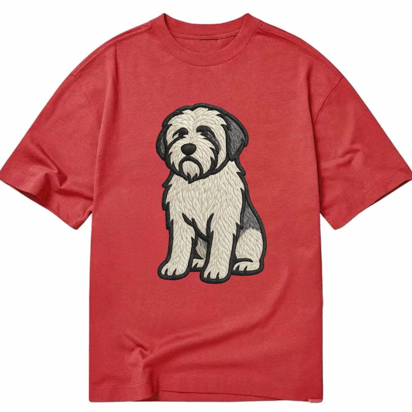 Polish Lowland Sheepdog - White and gray - Classic T-shirt - Red