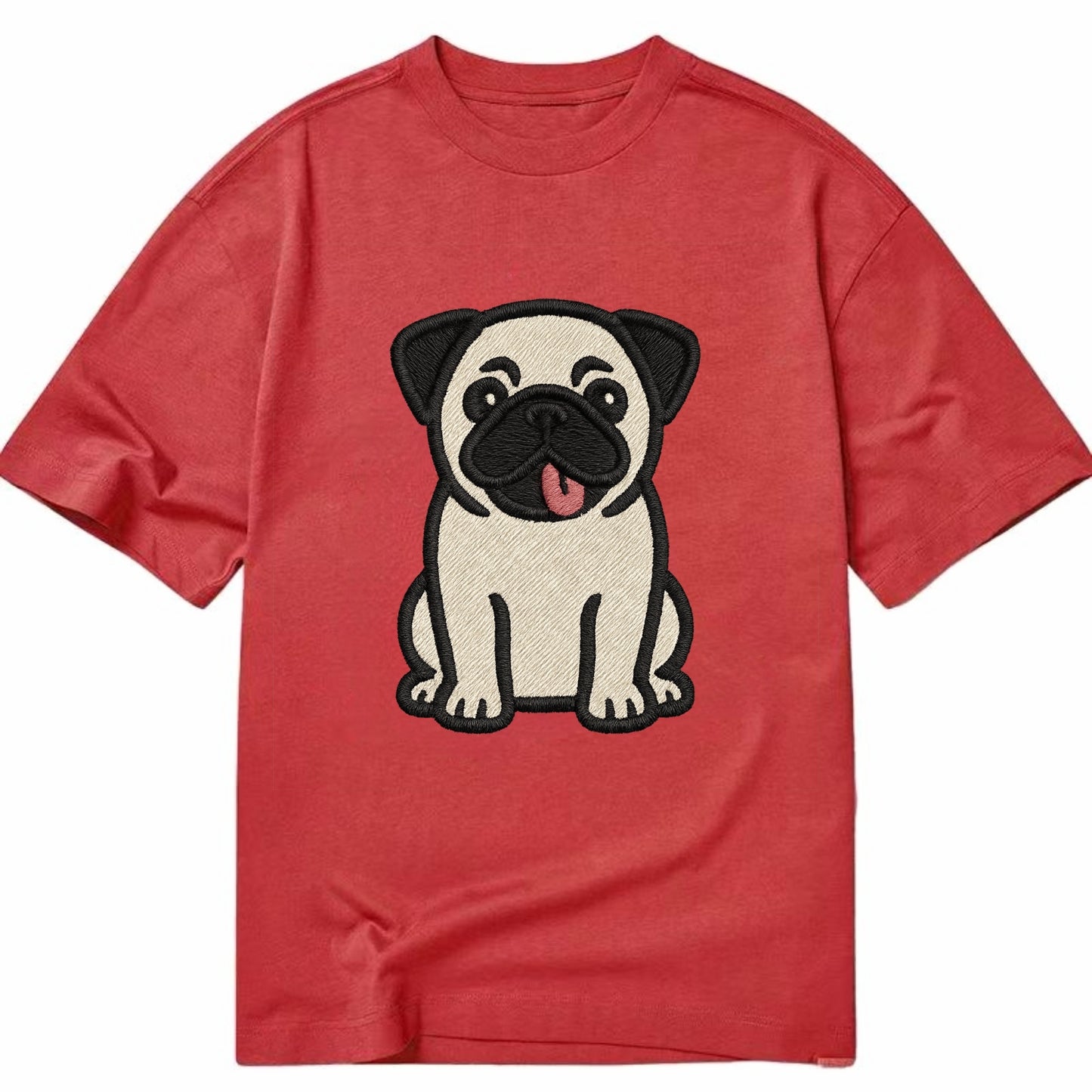 Pug - Tilted head with tongue out - Clas Classic T-shirt - Red