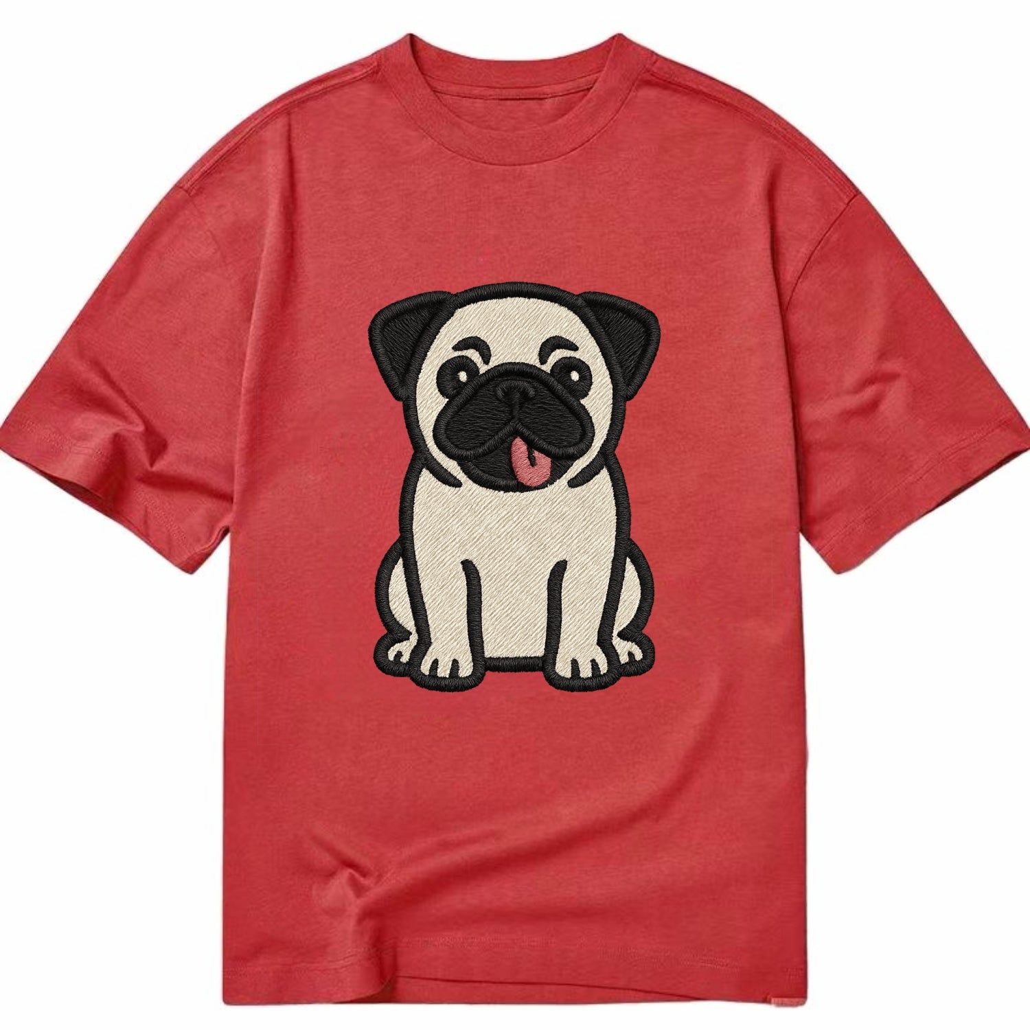 Pug - Tilted head with tongue out - Clas Classic T-shirt - Red