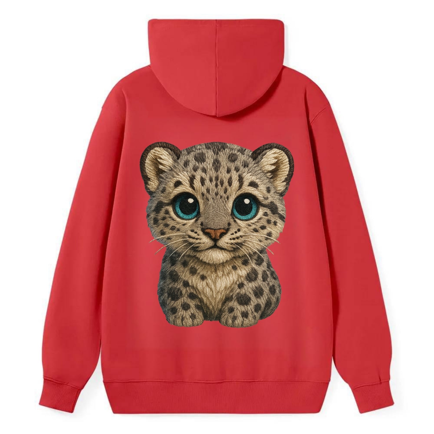 Baby Snow Leopard Cub - gray spotted, thick fur, blue-green eyes, - Classic Pullover Hoodie - Red